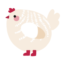 A cream chicken with a half-bar pattern