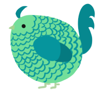 A spring and teal chicken with a lace pattern