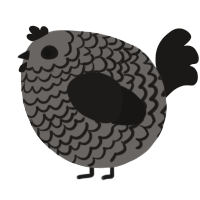 A grey and sable chicken with a lace pattern