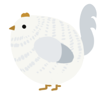 A white and mist chicken with a bar pattern
