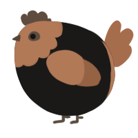 A sable and brown chicken with a head pattern