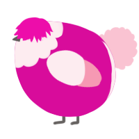 A fuchsia and rose chicken with a head pattern