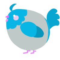 A silver and cerulean chicken with a head pattern
