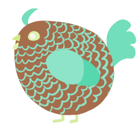 A brown and mint chicken with a lace pattern