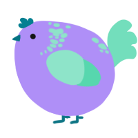 A lilac and mint chicken with a neck-speckle pattern