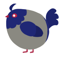 A ash and navy chicken with a head pattern