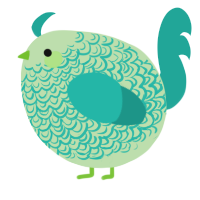 A gluppy and turquoise chicken with a double-lace pattern