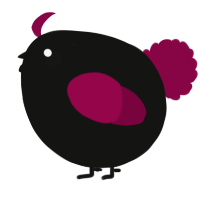 A black and maroon chicken
