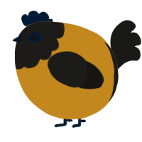 A ochre and sable chicken with a head pattern