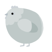 A silver chicken with a head pattern