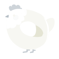 A white chicken with a head pattern
