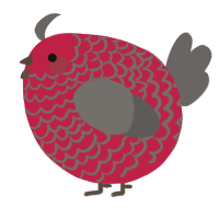 A crimson and grey chicken with a lace pattern