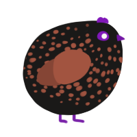 A sable and russet chicken with a speckle pattern