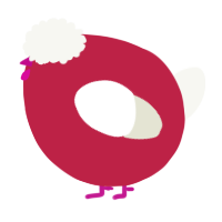 A crimson and white chicken
