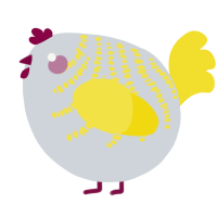 A mist and yellow chicken with a half-bar pattern