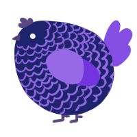 A navy and blurple chicken with a lace pattern