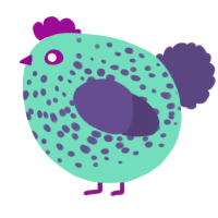 A mint and overcast chicken with a speckle pattern