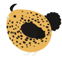A honey and sable chicken with a speckle pattern