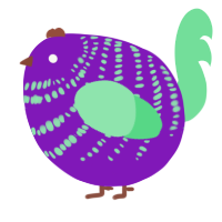 A violet and spring chicken with a bar pattern