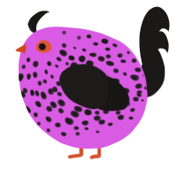 A orchid and sable chicken with a speckle pattern