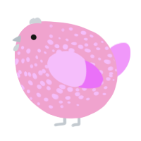 A pink and lavender chicken with a speckle pattern