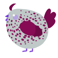 A silver and wine chicken with a speckle pattern