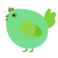 A spring and grass chicken with a speckle pattern
