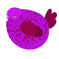 A amethyst and maroon chicken with a speckle pattern