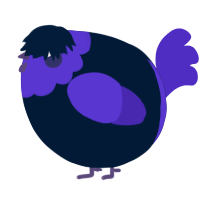 A tumblr and indigo chicken with a head pattern