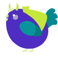 A indigo and teal chicken