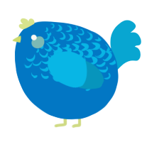 A sapphire and cerulean chicken with a half-lace pattern