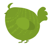 A chartreuse chicken with a bar pattern