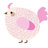A cream and pink chicken with a lace pattern