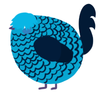 A cerulean and tumblr chicken with a lace pattern