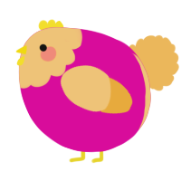 A fuchsia and honey chicken with a head pattern