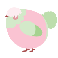 A rose and gluppy chicken with a head pattern