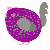 A plum and ash chicken with a speckle pattern