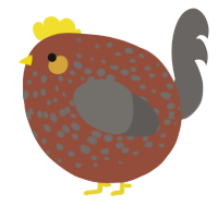 A russet and grey chicken with a speckle pattern