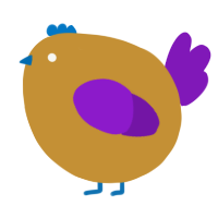 A gold and violet chicken