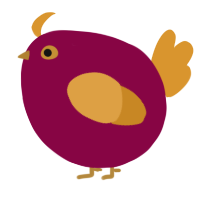 A maroon and orange chicken