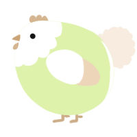 A apple and cream chicken with a head pattern