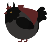 A grey and sable chicken with a head pattern