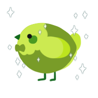 A chartreuse and lime chicken with a head pattern