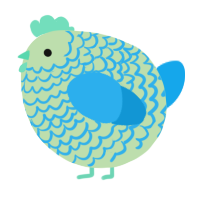 A gluppy and sky chicken with a lace pattern