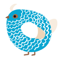 A cerulean and cream chicken with a lace pattern