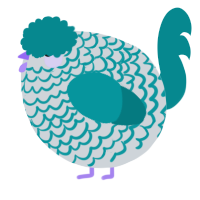 A mist and teal chicken with a lace pattern