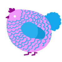 A lavender and sky chicken with a lace pattern