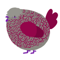 A ash and maroon chicken with a double-lace pattern