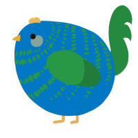 A sapphire and viridian chicken with a bar pattern