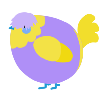 A lilac and yellow chicken with a head pattern